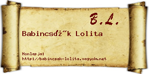 Babincsák Lolita névjegykártya